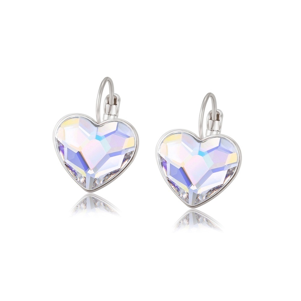 NWT Swarovski Heart Crystal Earrings โ Dainty Leverback Design โ Sparkling Gift